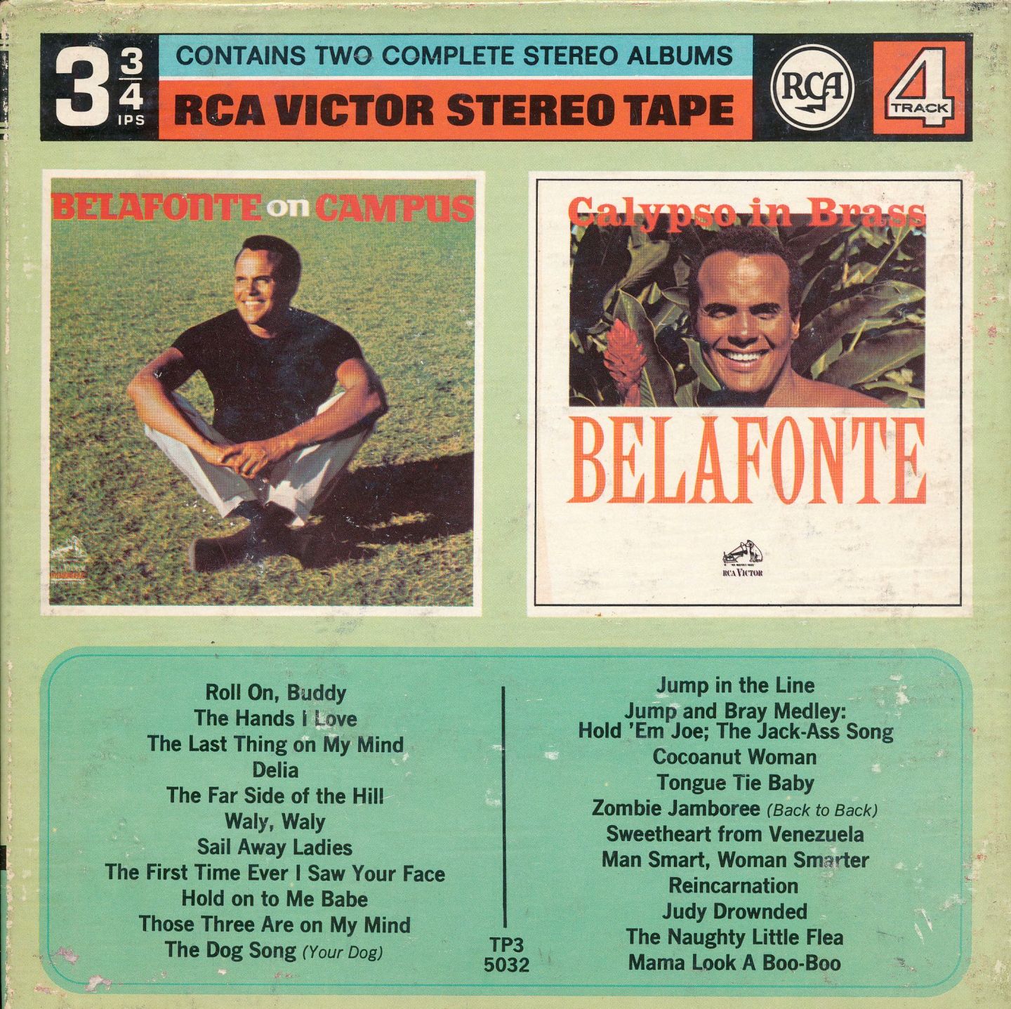 Harry Belafonte On Campus & Calypso In Brass 3 34 IPS Reel To Reel Tape